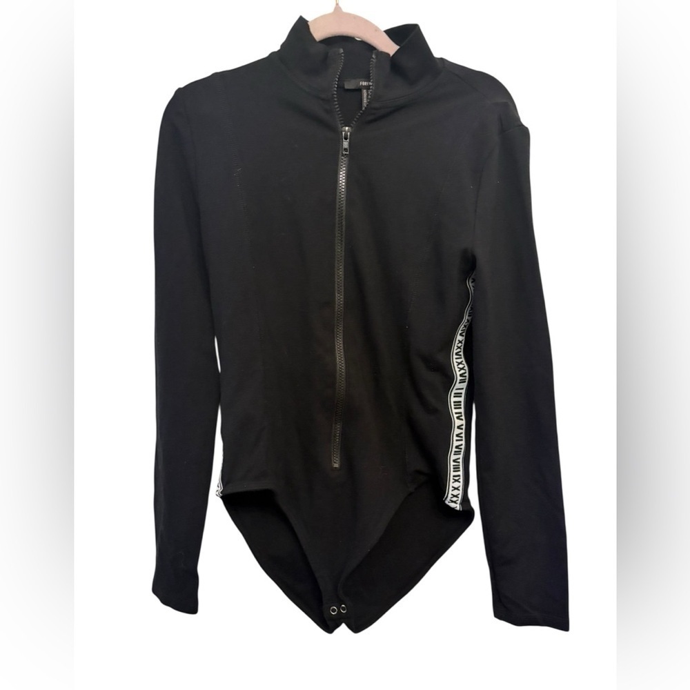 Forever 21 Black Zip-Up Bodysuit